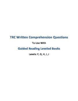 Preview of TRC Written Comprehension Questions for any Fiction Book