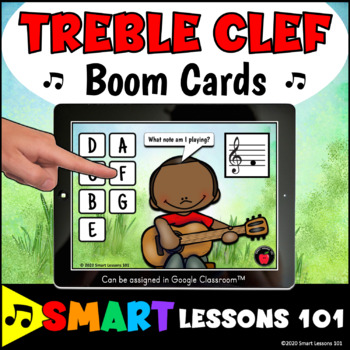 Preview of TREBLE CLEF BOOM CARDS™ Music Note Game Music Activity Google Classroom™
