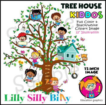 Preview of TREE HOUSE KIDDOS, with separate characters! 12 inch Clipart Image
