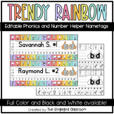 TRENDY RAINBOW Editable Nametags | Phonics | SOR Aligned