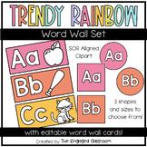 TRENDY RAINBOW Word Wall Headers and EDITABLE Cards | Phon