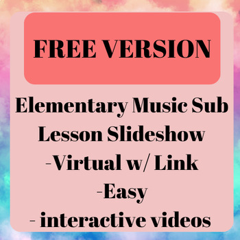 Preview of TRIAL/FREEBIE -Elementary Music Sub/Substitute Lesson, Slideshow, Fun, Engaging