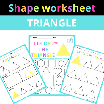 Preview of TRIANGLE, Colorful shape worksheets homework ,Find color draw trace the shape