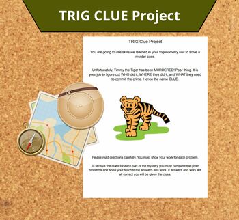 Preview of TRIG, Law of Sines and Law of Cosines Clue Project