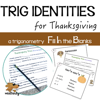 Preview of Thanksgiving - TRIGONOMETRY identities