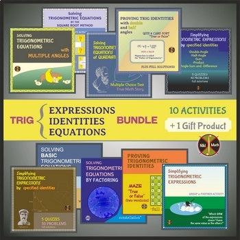 Preview of TRIG BUNDLE (Expressions, Identities &Equations)- printable turned to Easel Pr