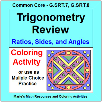 Preview of TRIGONOMETRY REVIEW:  COLORING ACTIVITY OR MULTIPLE CHOICE TEST PREP