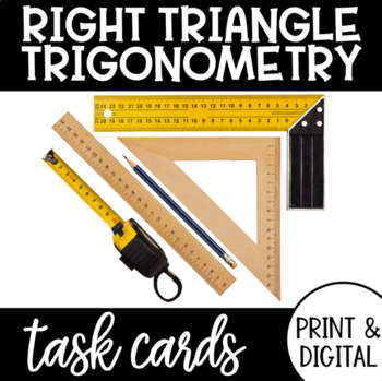 Preview of TRIGONOMETRY - Right Triangle Trig Task Cards PRINT & DIGITAL Geometry Practice