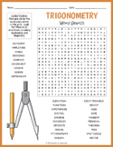TRIGONOMETRY Vocabulary Word Search Puzzle Worksheet Activity