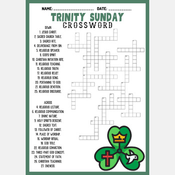 TRINITY SUNDAY crossword puzzle worksheet activity by Mind Games Studio