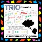 TRIO Hearts Visual Memory Card Game - Matching colors, sym