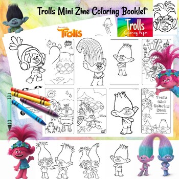 Cute Troll Baby Digital Coloring Pages, Adults and Kids Colouring Books,  Instant Download, Grayscale Coloring Page, Printable Coloring Book 