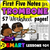 TROMBONE First Five Notes WORKSHEETS Beginner Band Workshe