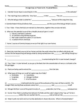 Troubled Waters Strange Days On Planet Earth Video Worksheet Ecology