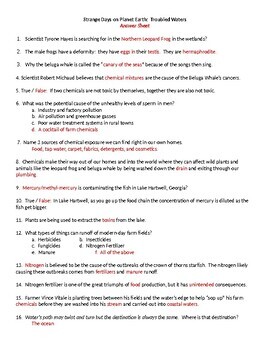 Troubled Waters Strange Days On Planet Earth Video Worksheet Ecology