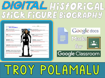 Preview of TROY POLAMALU - Digital Historical Stick Figures for Pacific Islander Heritage