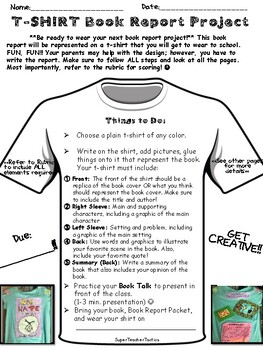 Preview of ***TSHIRT BOOK REPORT PROJECT w/ RUBRIC***BEST SELLER***