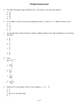 Preview of TSI Math Practice Exam Version 2