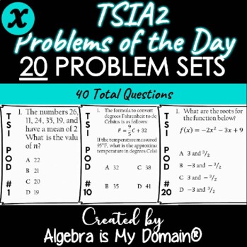 Preview of TSIA2 Math Warm-Ups - Problems of the Day