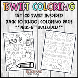 TSwift Inspired Coloring Pages BACK TO SCHOOL (prek-6th)
