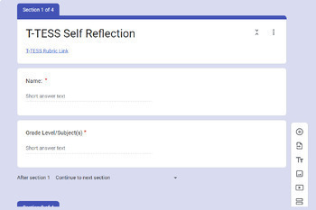 Preview of TTESS Teacher Self Reflection