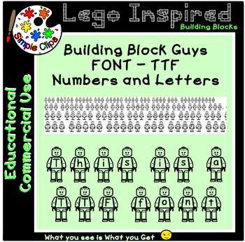 Preview of TTF Font - Building Block Guys - Lego Inspired - Commercial Use {Simple Clips}