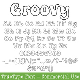 TTF Font - Groovy Retro Outline Font Commercial Use