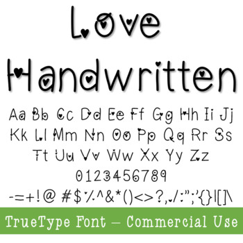 Preview of TTF Font - Valentines Day Heart Font Commercial Use