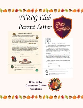 Preview of TTRPG Parent Letter
