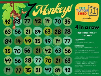 Preview of TTS Presents - 7 Monkeys 4 in a Row - 7 Times Tables Games