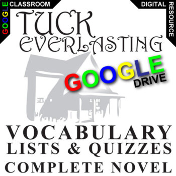 Preview of TUCK EVERLASTING Activity - Vocabulary 180-word List & Quiz Self-Grading DIGITAL