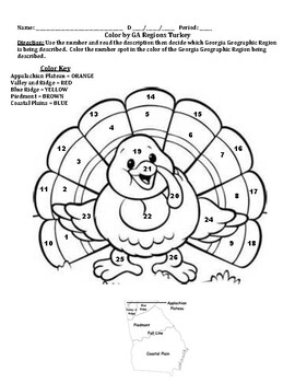 TURKEY Color by Georgia Region SS8G1B by Learning Wells | TPT