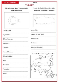 TURKEY Fact File Worksheet Research Sheet By Kangaroo Worksheets   Original 8613493 1 