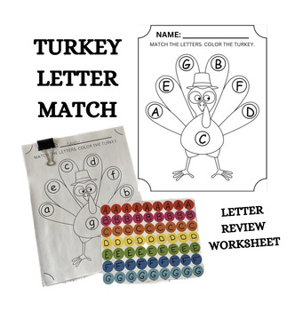 Preview of TURKEY LETTER MATCH - Uppercase & Lowercase Letter Recognition + Review