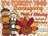 TURKEY TIME!  Thanksgiving-Themed Math & Literacy Games an