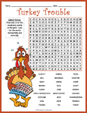 TURKEY TROUBLE Word Search Puzzle Worksheet Activity