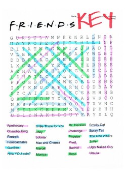 TV Friends show - word search, KEY, and coloring page by Ejjaidali's Deli