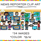 Kids TV Station News and Weather Reporter Clip Art