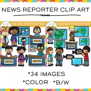 Preview of Kids TV Station News and Weather Reporter Clip Art