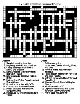 crossword word search police tv puzzles shows followers