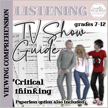 Preview of TV Show Guide for Any Episode/Media Analysis/Listening Skills Distance Learning