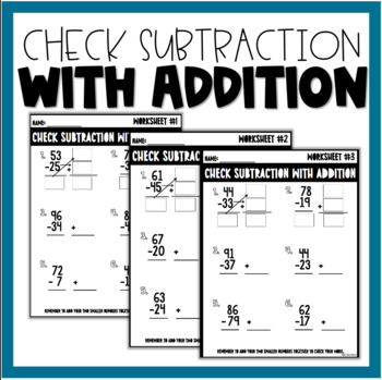 Preview of TWO DIGIT SUBTRACTION | CHECK SUBTRACTION WITH ADDITION | INVERSE OPERATIONS