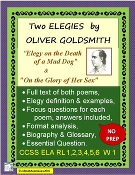 Preview of ELEGIES by OLIVER GOLDSMITH - Text Included | Distance Learning