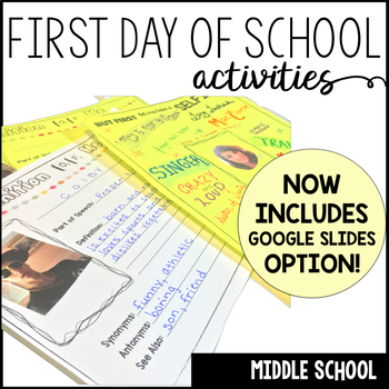 Preview of First Day of School Activities for Middle School-Google Slides and Printable!