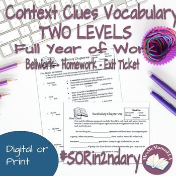 Preview of TWO Levels of Vocabulary Curriculum for Middle School - Digital or Print