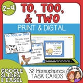 Homophones - To, Two, or Too - Task Cards Activity