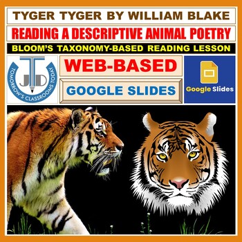 Preview of TYGER TYGER BY WILLIAM BLAKE - READING A DESCRIPTIVE ANIMAL POEM - GOOGLE SLIDES