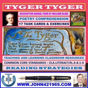 Preview of TYGER TYGER (THE TIGER) BY WILLIAM BLAKE - 17 WORKSHEETS WITH ANSWERS