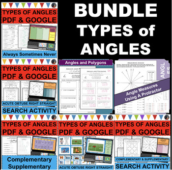 Preview of TYPES OF ANGLES BUNDLE of Differentiated Activities (PDF & GOOGLE SLIDES)