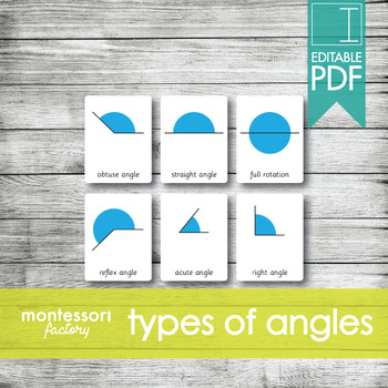 Preview of TYPES OF ANGLES | MONTESSORI Printable Nomenclature Three Part Cards